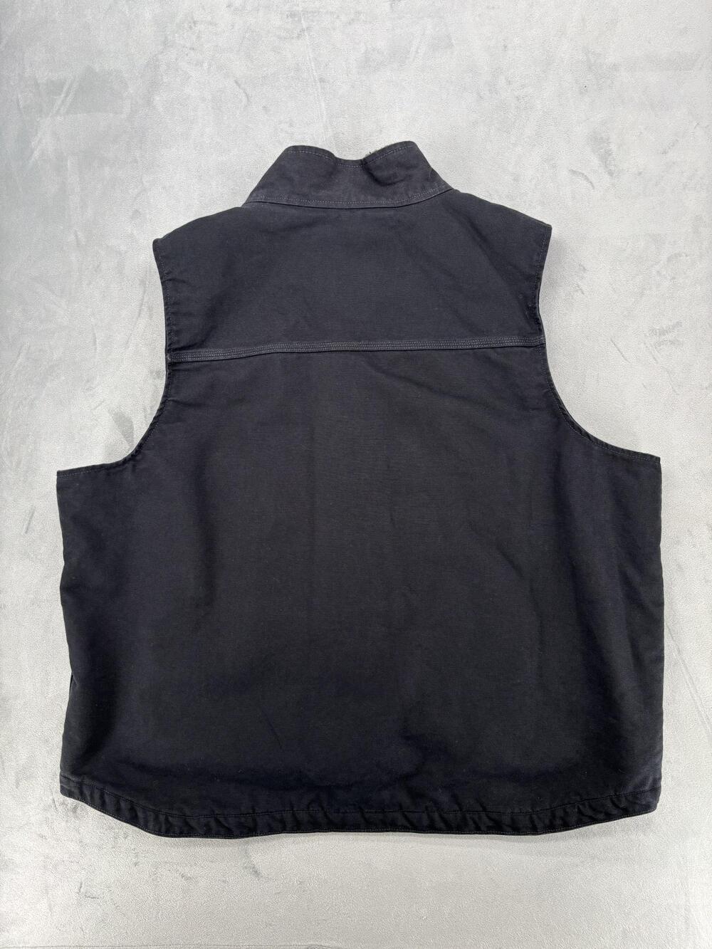 Carhartt Vest Mens 2XL Black Lined Insulated Canvas Workwear Full Zip OV4277-M - Picture 2 of 10